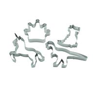 BekkiB Lot de 4 emporte-pièces « Fantasy » - Dinosaure, dragon, licorne, couronne - Emporte-pièces pour anniversaire d'enfant ou fête à thème - 998785