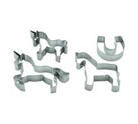 BekkiB - Lot de 4 emporte-pièces « Licorne, cheval et fer à cheval » - Emporte-pièces en acier inoxydable - Passe au lave-vaisselle - Pour la cuisson des biscuits - 8297