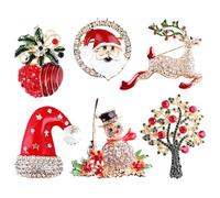 BEKKLPOU 6 Pcs Broches Et Pins De Noël, Noël Multicolore Épingles De Noël, Noël Multicolore Épingles De Noël, Pour Ornements De Vêtements, Décorations De Noël