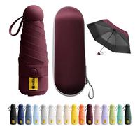 BEKKLPOU Mini Parapluie De Poche, Anti-UV, Léger, Compact, Facile à Transporter, Adapté à Diverses Occasions (Rouge vin)