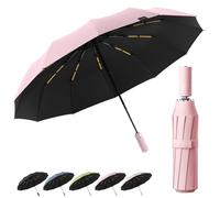 BEKKLPOU Parapluie Compact, Pliant, Anti-UV, Isotoner, Automatique et Robuste - Un Incontournable Pour Les Déplacements Quotidiens (Rose d'été)