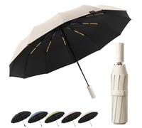 BEKKLPOU Parapluie Compact, Pliant, Anti-UV, Isotoner, Automatique et Robuste - Un Incontournable Pour Les Déplacements Quotidiens (Beige phénix)