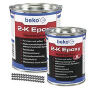beko 23811000 2-K Epoxy Reparaturharz 1 kg, INKL. 10 x Estrichklammern Résine de réparation Pinces à Chape, Gris béton