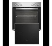 Beko BBUC12020X Set Cuisson Table Vitrocéramique 4 Zones Four Électrique 74L Inox/Noir 660mm