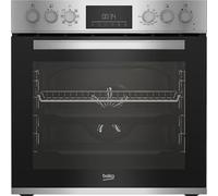 Beko BBUM12321X Cuisinière encastrable multifonction, avec 8 types de chauffage et plaque vitrocéramique, nettoyage SteamShine, Aero, boutons rétractables, noir et acier inoxydable