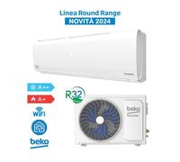 Beko BEHPC090 + BEHPC091 Climatiseur 9000Btu A++/A+ 2,5Kw WIFI Round Range 2024, R32 Inverter, Blanc
