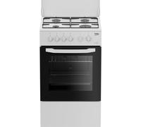Beko - CSS42014FW - Cuisine 50X50, Four électrique statique + plateau avec 4 brûleurs à gaz et grilles à soucoupe, classe A, contrôle mécanique, couleur blanche, dimensions HxLxP : 85,0 x 50,0 x 50,0