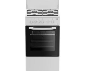 Beko - CSS42014FW - Cuisine 50X50, Four électrique statique + plateau avec 4 brûleurs à gaz et grilles à soucoupe contrôle mécanique, couleur blanche, dimensions HxLxP : 85,0 x 50,0 x 50,0