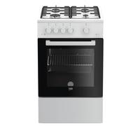 Beko FSG52010FW Cuisinière à gaz indépendante, four à gaz avec table de cuisson à gaz, 50 cm, 4 zones de cuisson, four à gaz avec allumage électrique et indicateur de température intérieure, vitre
