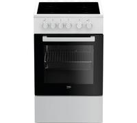 Beko Cuisinière vitrocéramique FSS57000GW Blanc 4 foyers vitrocéramiques – Four convection naturelle
