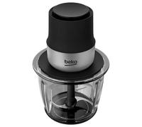 BEKO, Hachoir, Puissance : 400 W, Bol verre 1 L, 2 vitesses + Pulse, 2 lames détachables en acier inoxydable, Lavable au LV, Antidérapant, Double sécurité, Range cordon, Noir et Inox