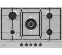 Beko HIAW75223SXE Plaque de cuisson à gaz encastrable en acier inoxydable de 75 cm, 5 brûleurs
