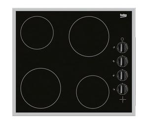 Beko HIC 64100 X Glaskeramikkochfeld, 60 cm breit, 4 Kochzonen, Restwärmeanzeige, Rahmen, 6 Kochstufen, schwarz