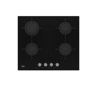 Beko HILG 64220 S, Intégré, Cuisinière à gaz, Verre, Noir, Émaillé, Rotatif