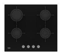 Beko HILG 64220 S, Intégré, Cuisinière à gaz, Verre, Noir, Émaillé, Rotatif