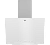 Beko Hotte décorative 60 cm, 3 vitesses +1 intensive, capacité de 220 à 720 m³/h, filtre à charbon, verre blanc, (recyclage interne et extrnal) contrôle tactile, BHCA66741BWHSE