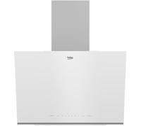 Beko Hotte décorative 60 cm, 3 vitesses +1 intensive, capacité de 220 à 720 m³/h, filtre à charbon, verre blanc, (recyclage interne et extrnal) contrôle tactile, BHCA66741BWHSE