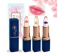 Bekoeen Set de rouge à lèvres changeant de couleur Flower Jelly, brillant à lèvres Magical Crystal, hydratation longue durée, dissimule les rides et ridules des lèvres