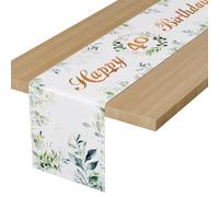 BEKOIUP Chemin de Table Anniversaire 40 Ans, Joyeux Anniversaire Chemin de Table Eucalyptus Vert 183 x 33cm, Happy Birthday Chemin Table Anniversaire Décoration Fête d'anniversaire Emballage Bricolage