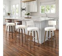 Bekrvio Drehbarer Barhocker 4er Set, Massivholz-Beine Barhocker mit Lehne, 65cm Sitzhöhe Drehsessel-Barstuhl, BarHocker Outdoor Wetterfest 150kg Belastbar, Moderner Tresenhocker für Küche & Theke