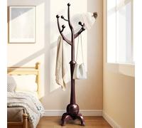 Bekrvio Porte-manteau en bois massif avec 8 crochets, capacité de charge de 75 kg, design créatif de branche et pied stable.