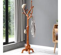 Bekrvio Porte-manteaux en bois massif avec 8 crochets, design en forme d'arbre, avec base sphérique solide, capacité de charge jusqu'à 75 kg, pour couloir, entrée, chambre à coucher