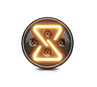 Bekuyu pour Jeep pour Wrangler Phare Rond À LED 7pouces 200W 30000lm Phare H4 À Dégradé Jaune Angel Eyes 6000 K/3500 K Phare Avant(1 Pcs)