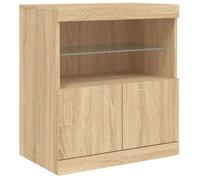 BEL-ACHAT* Bahut Meuble Enfilade - Buffet - Bahut Meuble Enfilade - Fonction d'affichage - Lumières LED RVB - chêne sonoma 60x37x67