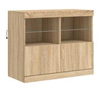 BEL-ACHAT* Bahut Meuble Enfilade - Buffet - Bahut Meuble Enfilade - Fonction d'affichage - Lumières LED RVB - chêne sonoma 81x37x67