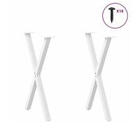 BEL-ACHAT* Base pour table Pieds de table à manger - Facile à installer - en forme de X - Lot de 2 - JMS - , blanc, 50x(72-73) cm, a