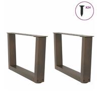BEL-ACHAT* Base pour table Pieds de table basse - Facile à installer - en forme de V - Lot de 2 - JMS - , acier naturel,