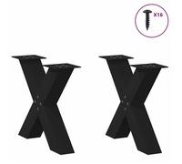 BEL-ACHAT* Base pour table Pieds de table basse - Facile à installer - en forme de X - Lot de 2 - JMS - , noir, 60x(42-43) cm, acier