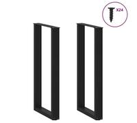 BEL-ACHAT* Base pour table Pieds de table de bar en U - Lot de 2 - JMS - , noir, 50x(100-101) cm, acier Prom60117949