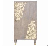 BEL-ACHAT* Buffet - Bahut Meuble Enfilade - Fonction d'affichage, Gris et or 40x33.5x75 cm - Bois de manguier massif Prom49281572