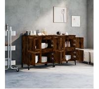BEL-ACHAT* Buffets - Bahut Meuble Enfilade - Fonction d'affichage - Lot de 2 - chêne fumé 60x35x70 cm - Bois d'ingénierie Prom208152