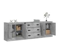 BEL-ACHAT* Buffets - Lot de 3 - Capacité généreuse - Cabinet Meuble Enfilade gris béton bois d'ingénierie Prom69475897
