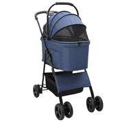 BEL ACHAT*Poussette Pliante pour Animaux chien Petite/Moyenne Taille - Rangement compact - Réglable Bleu 81x47x99 cm Promo721053