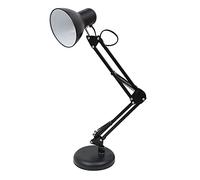 BEL AIR HOME - Lampe de bureau LED à bras articulé Antigona, design vintage rétro, hauteur réglable 34-67cm, douille E27 (ampoule non incluse), idéal pour étudier, travailler et lire, 1100g (NOIR)
