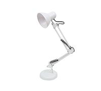BEL AIR HOME - Lampe de bureau LED à bras articulé Antigona, design vintage rétro, hauteur réglable 34-67cm, douille E27 (ampoule non incluse), idéal pour étudier, travailler et lire, 1100g (BLANC)
