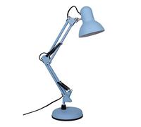 BEL AIR HOME - Lampe de bureau LED à bras articulé, lampe de table Antigona, design rétro vintage 1xE27, idéale pour illuminer votre espace de travail ou de lecture -BLEU/MATTE- (Ampoule non incluse)