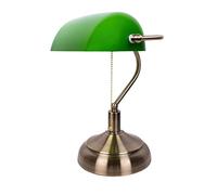 BEL AIR HOME - Lampe de Table Bancario en Métal et Verre | Design Élégant Contemporain | Qualité Durable | Montage Facile | Luminaire Versatile (CUIR/VERT)