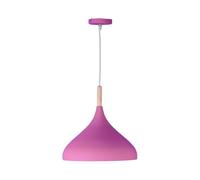 BEL AIR HOME - Lampe suspendue BAVIERA 1xE-27 (BOMBILLE NON INCLU) Diamètre 30 cm en métal et bois, Hauteur réglable (ROSE)