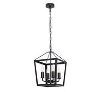 BEL AIR HOME - Suspension NORA en métal noir avec 4 douille E-14, idéale pour salles à manger, salons, chambres et plus encore - 25 x 25 x 80 cm