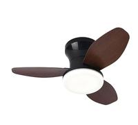 BEL AIR HOME TAURUS Ventilateur de plafond avec moteur CC et lumière LED 24 W, 6 vitesses d'air et 3 températures de lumière, télécommande incluse, noir cerisier