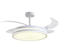 BEL AIR HOME Ventilateur de plafond avec pales rétractables, moteur CC silencieux, lumière LED 36 W, 3 températures de couleur, télécommande, mode hiver, design moderne (blanc)