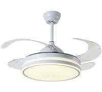 BEL AIR HOME - Ventilateur de Plafond Cocon DC Silencieux avec Lumière LED 36W - 6 Vitesses - 3 Températures Lumineuses 3000K-4000K-6500K - Télécommande, Blanc, Métal