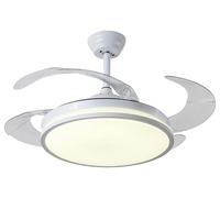 BEL AIR HOME - Ventilateur de Plafond DUNE avec Lumière LED 36W | Télécommande Incluse | 3 Températures de Couleur | Moteur DC Silencieux | Pales Dépliable, Métal (BLANC)