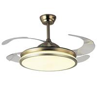 BEL AIR HOME - Ventilateur de Plafond DUNE avec Lumière LED 36W | Télécommande Incluse | 3 Températures de Couleur | Moteur DC Silencieux | Pales Dépliable, Métal (CUIR)