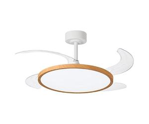 BEL AIR HOME - Ventilateur de plafond Slim - Moteur DC silencieux - Pales rétractables - Lumière LED réglable 36 W - Télécommande incluse - Mode été/hiver, Bois, Métal