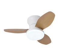 BEL AIR HOME - Ventilateur de plafond TAURUS avec moteur CC et lumière LED 24 W, 6 vitesses d'air et 3 températures de lumière, télécommande incluse, blanc moyen bois